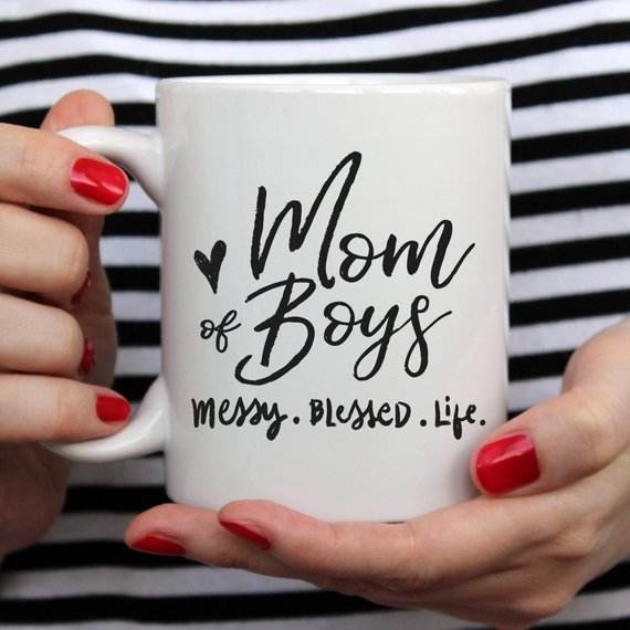 Mom Of Boys Coffee Mug, Messy. Blessed. Life. - Big J's Showstoppin' Store